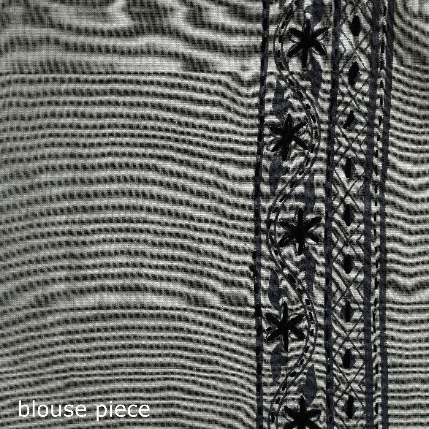 Cream - Bengal Kantha Hand Embroidery Silk Cotton Chapa Work Saree 02