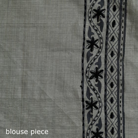 Cream - Bengal Kantha Hand Embroidery Silk Cotton Chapa Work Saree 02