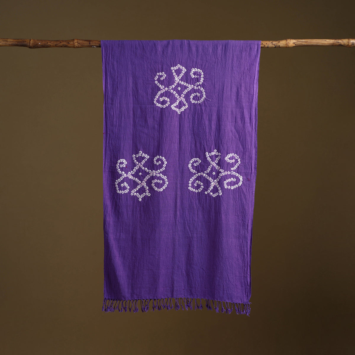 Kutch Handwoven Organic Kala Cotton Bandhani Stole 70