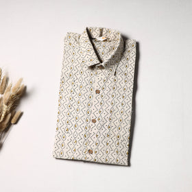 Natural Dyed Hand Block Print Cotton Men Half Sleeve Ajrakh Shirt 05