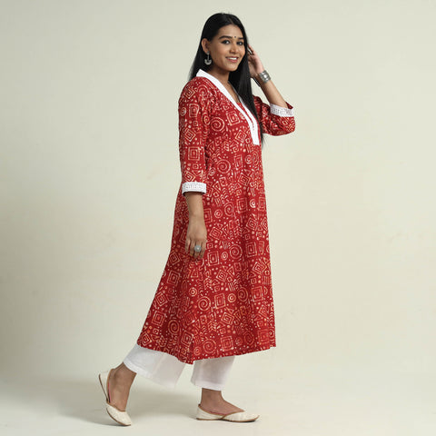  Hand Batik Printed Cotton Kurta with Palazzo Set 