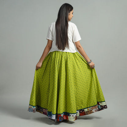 Green - Jacquard Patchwork 24 Kali Cotton Long Skirt 40