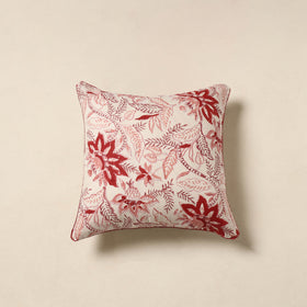 White - cotton sanganeri cushion cover 13 - handcrafted