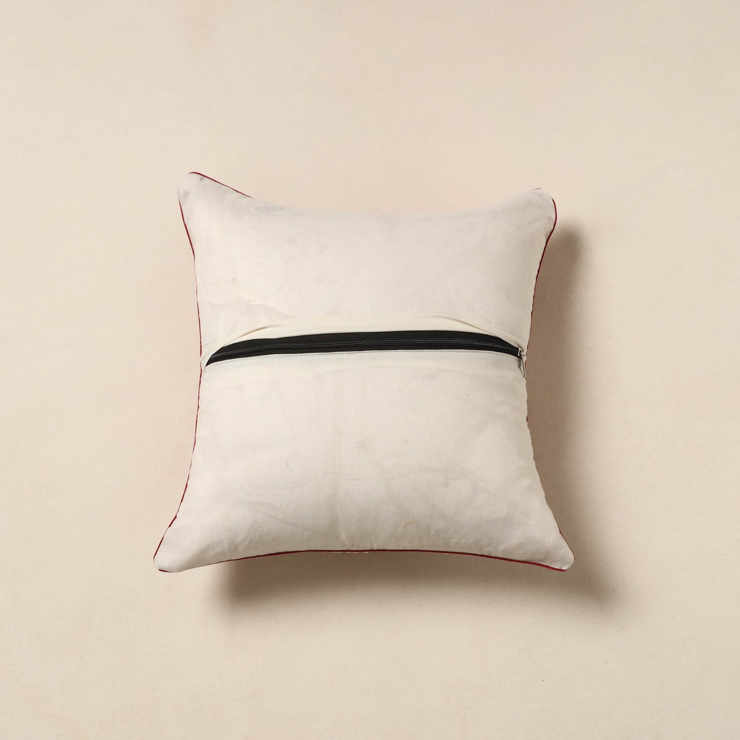 White - cotton sanganeri cushion cover 13 - handcrafted