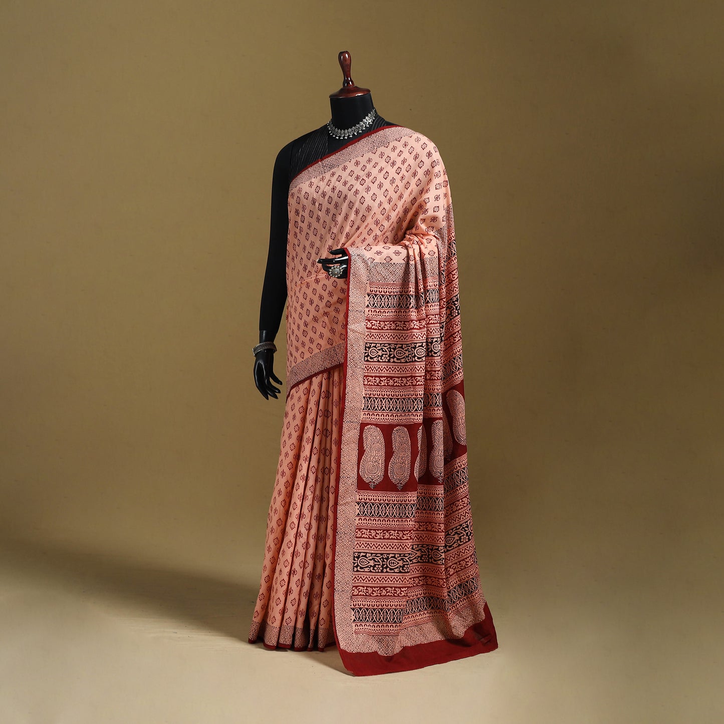 Bagh Hand Block Print Natural Dyed Cotton Saree 03