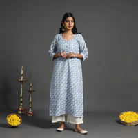 Cornflower Blue - Handwoven Cutwork Cotton Banarasi Kurta 11