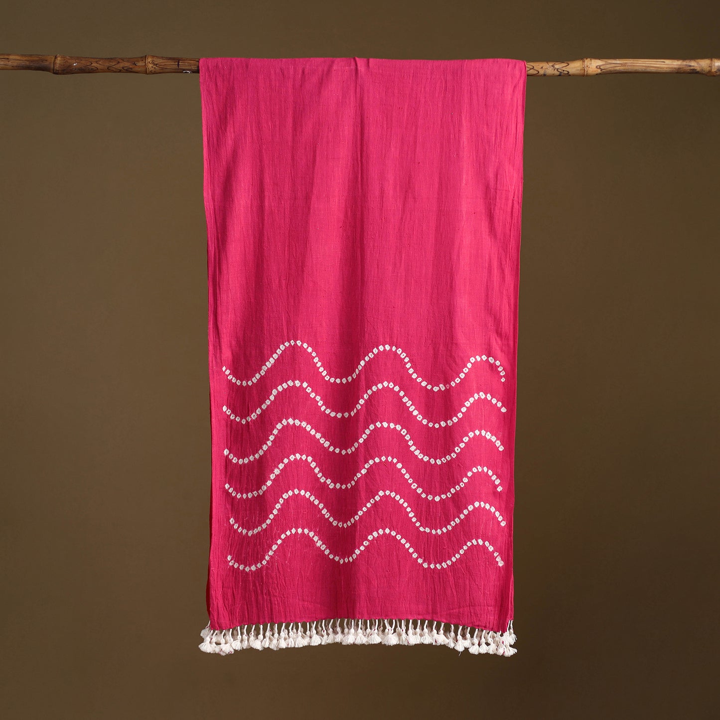 Kutch Handwoven Organic Kala Cotton Bandhani Stole 64