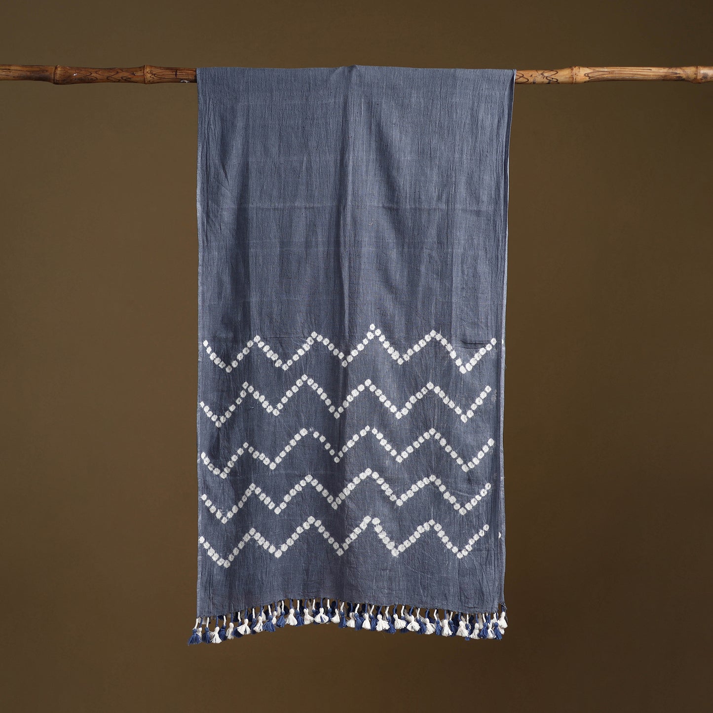 Kutch Handwoven Organic Kala Cotton Bandhani Stole 69