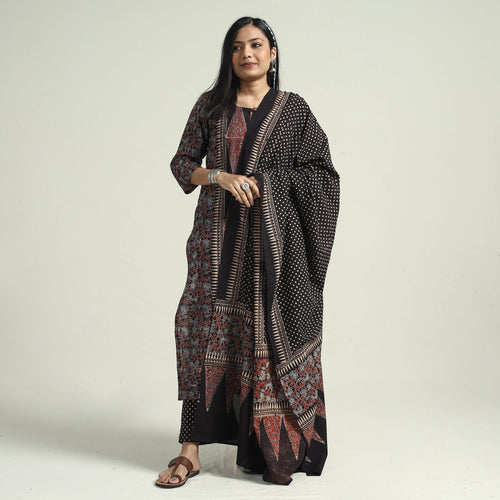 Ajrakh Kurta With Palazzo & Dupatta Set