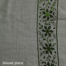 Green - Bengal Kantha Hand Embroidery Silk Cotton Chapa Work Saree 04