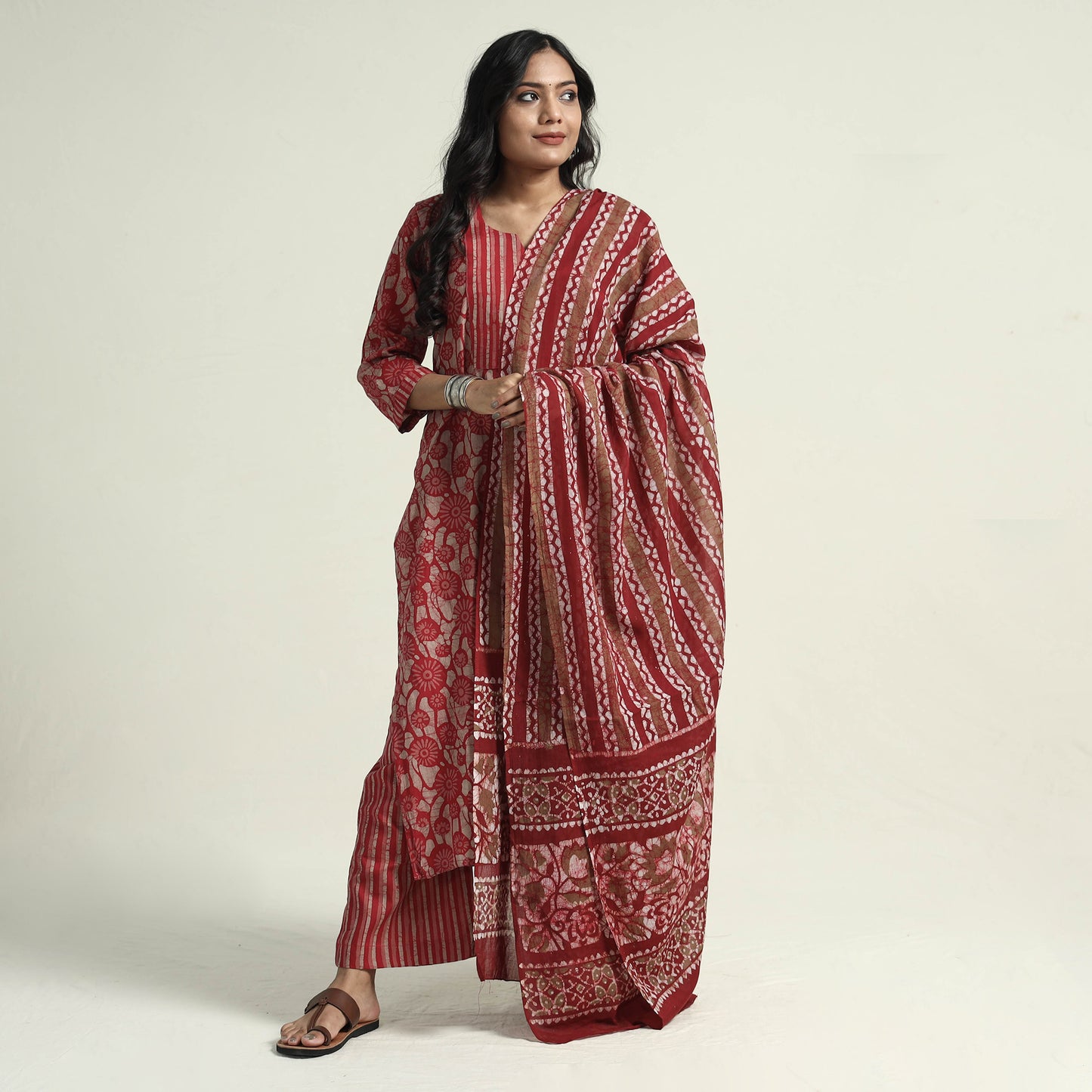 Batik Kurta with Palazzo & Dupatta Set
