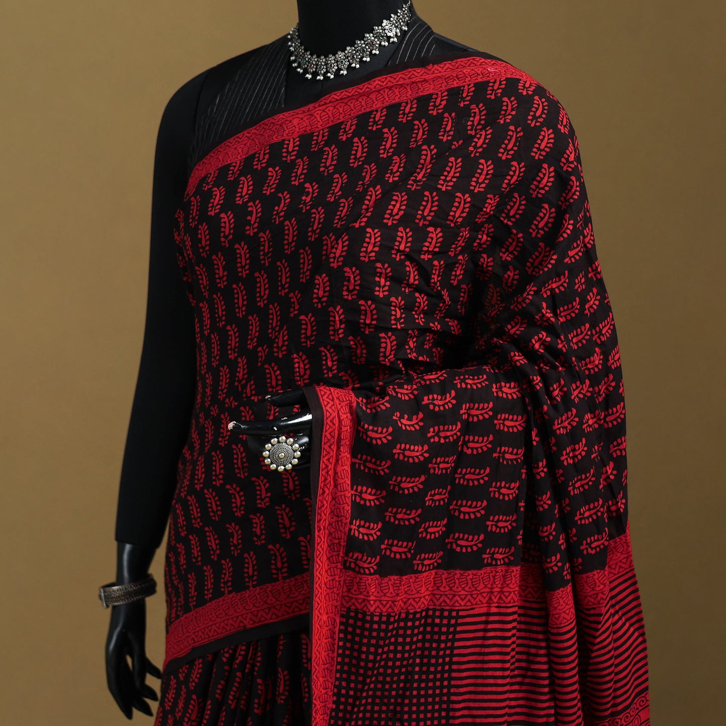 Bagh Hand Block Print Natural Dyed Cotton Saree 01