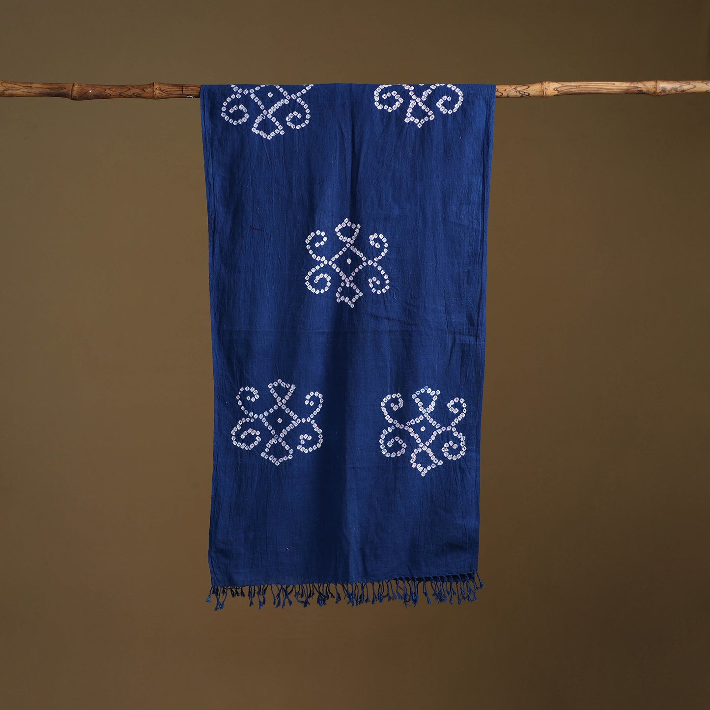 Kutch Handwoven Organic Kala Cotton Bandhani Stole 61