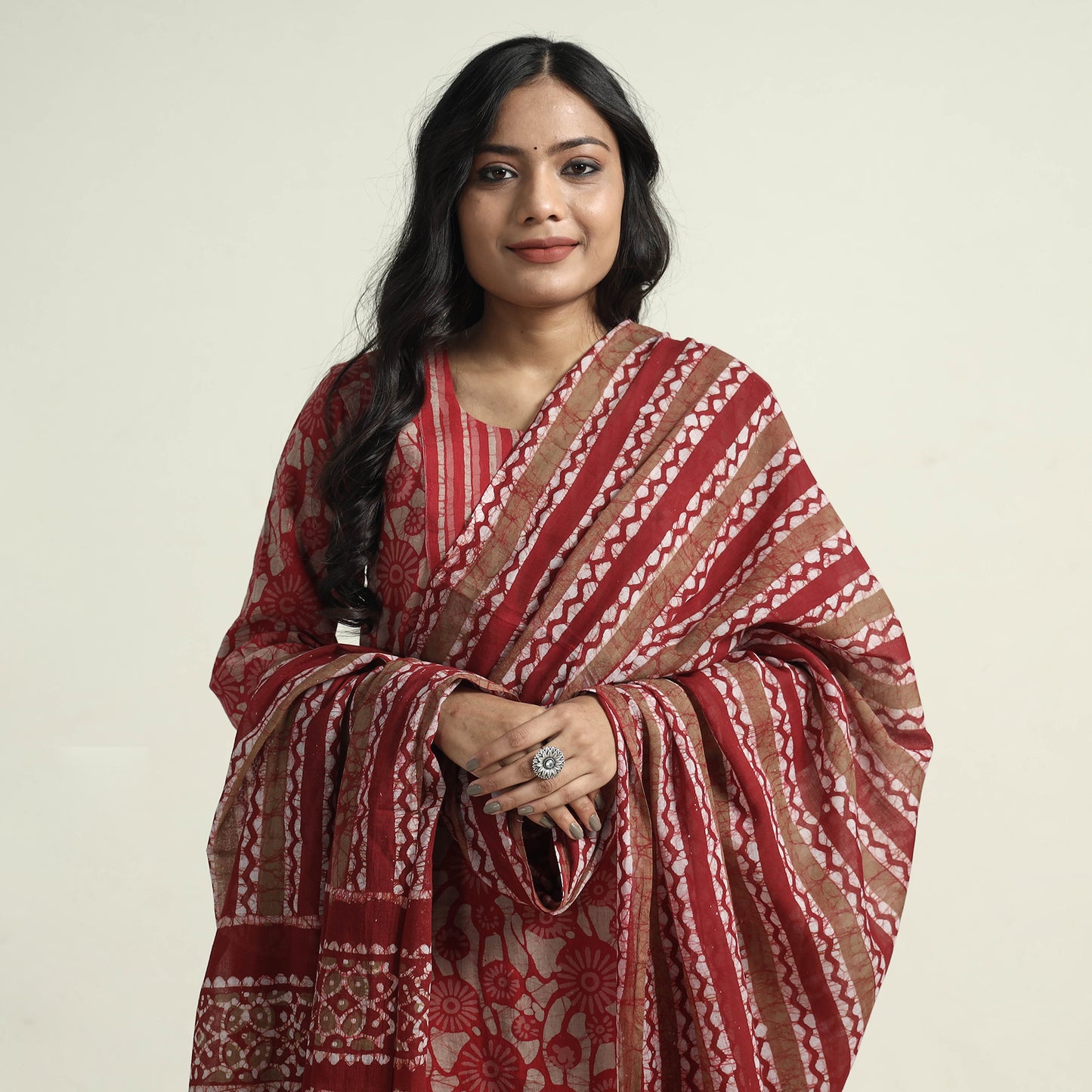 Batik Kurta with Palazzo & Dupatta Set

