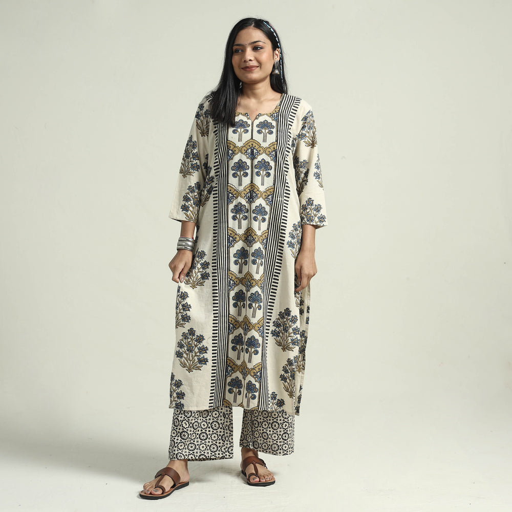  Ajrakh Kurta With Palazzo & Dupatta Set
