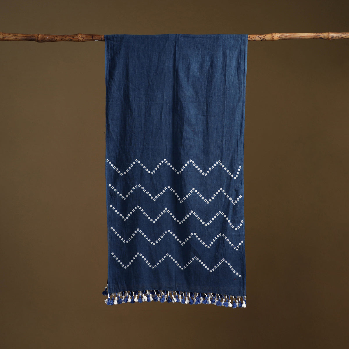 Kutch Handwoven Organic Kala Cotton Bandhani Stole 57
