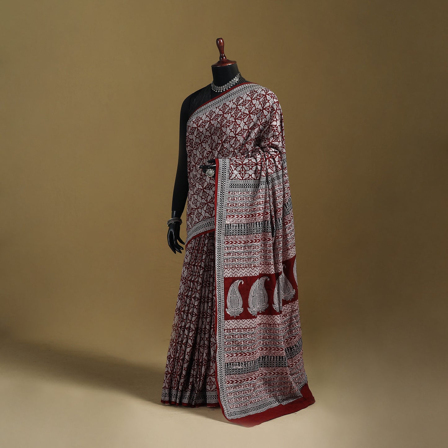 Bagh Hand Block Print Natural Dyed Cotton Saree 02