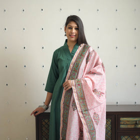Green - Bhagalpuri Linen Cotton Plain Kurta Set 11