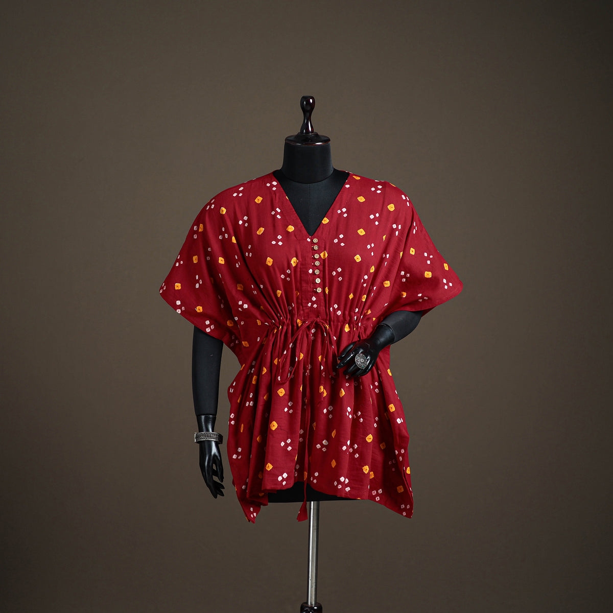 Bandhani Tie-Dye Cotton Short Kaftan 70
