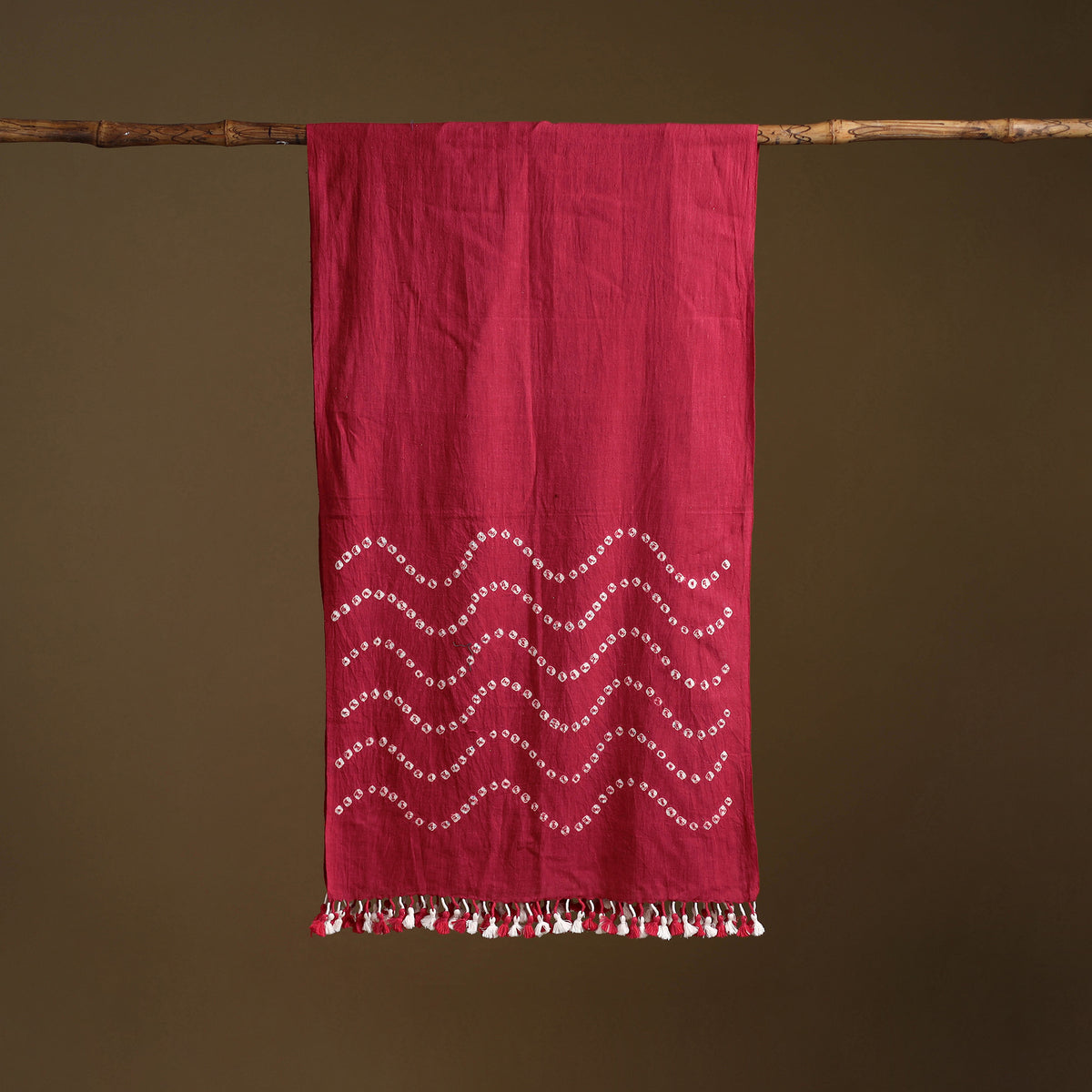 Kutch Handwoven Organic Kala Cotton Bandhani Stole 52