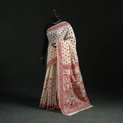 Bengal Kantha Hand Embroidery Silk Cotton Chapa Work Saree 07