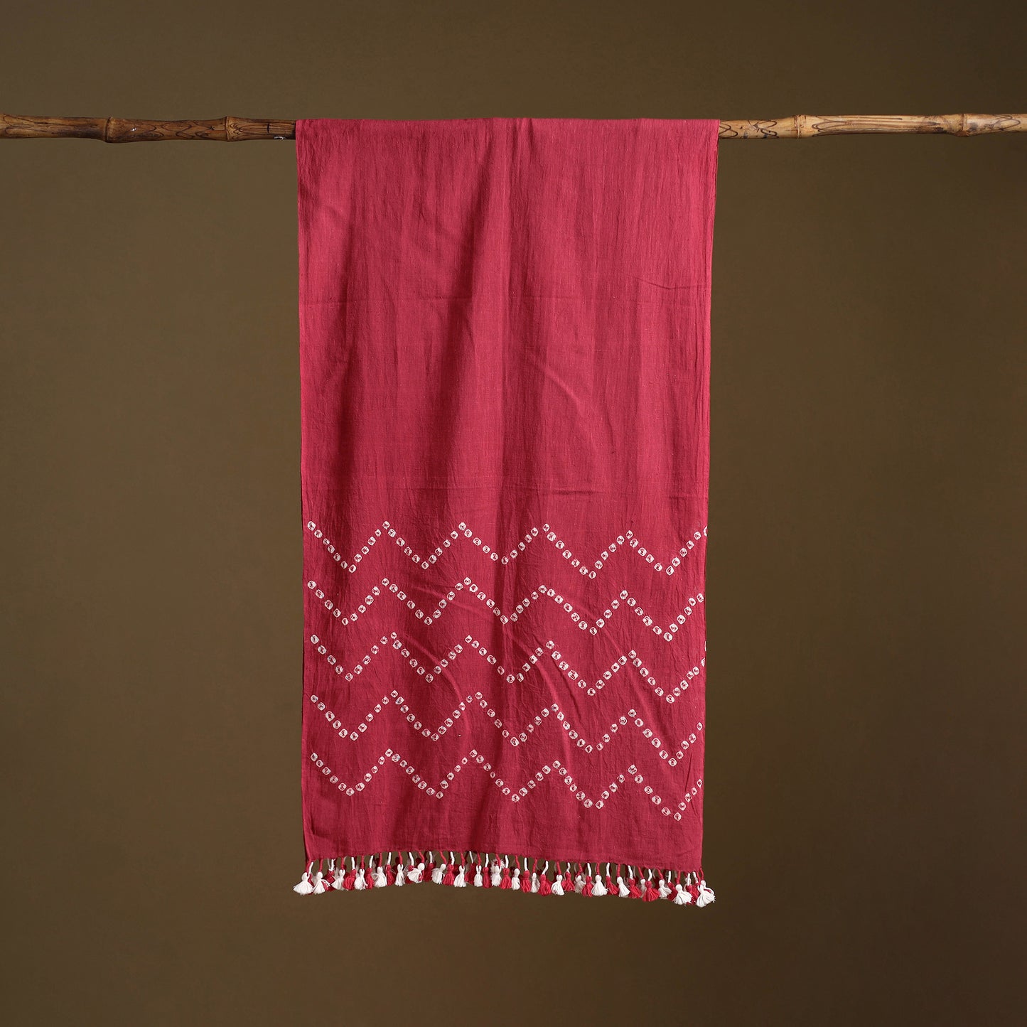 Kutch Handwoven Organic Kala Cotton Bandhani Stole 51