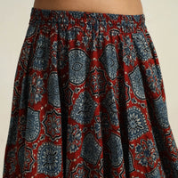 Multicolor - Hand Block Printed Cotton Long Ajrakh Skirt 18