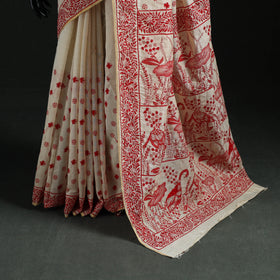 Bengal Kantha Hand Embroidery Silk Cotton Chapa Work Saree 07