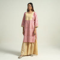 Sanganeri Block Printed Cotton Kurta with Sharara Set
