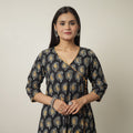  Hand Batik Printed Cotton A-Line Kurta for Women