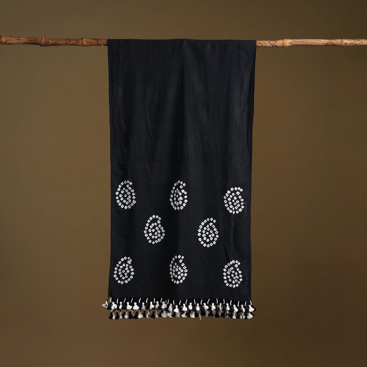Kutch Handwoven Organic Kala Cotton Bandhani Stole 45
