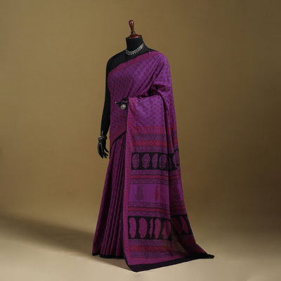 Bagh Hand Block Print Natural Dyed Cotton Saree 05