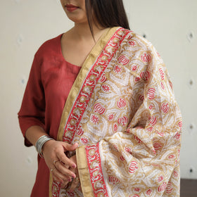 Buy Red Tussar Silk Cotton Handloom Plain Kurta Set
