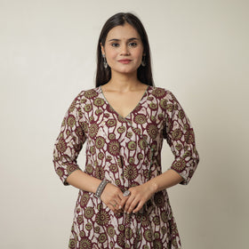 Buy Hand Batik Printed Cotton A-Line Kurta for Women