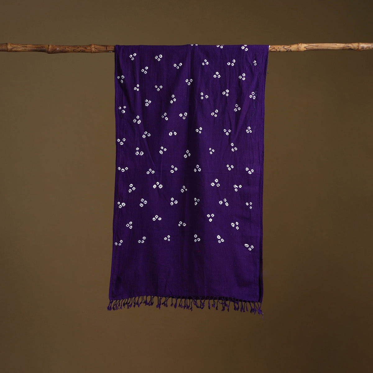 Kutch Handwoven Organic Kala Cotton Bandhani Stole 42