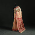 Beige - Bengal Kantha Hand Embroidery Silk Cotton Chapa Work Saree 09