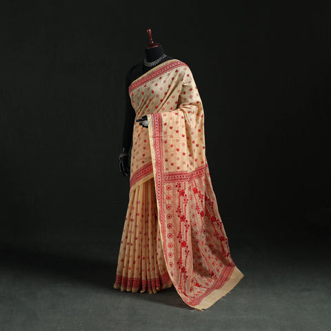 Bengal Kantha Hand Embroidery Silk Cotton Chapa Work Saree 09