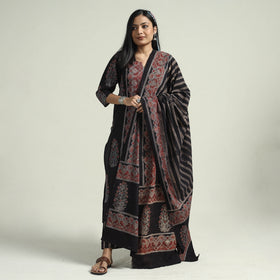 Ajrakh Kurta With Palazzo & Dupatta Set
