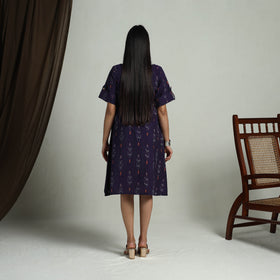 Buy Purple Flared Cotton Short Pochampally Ikat Dress