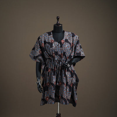 Ajrakh Hand Block Print Natural Dyed Cotton Kaftan (Medium) 73