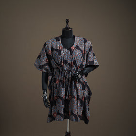 Ajrakh Hand Block Print Natural Dyed Cotton Kaftan (Medium) 73