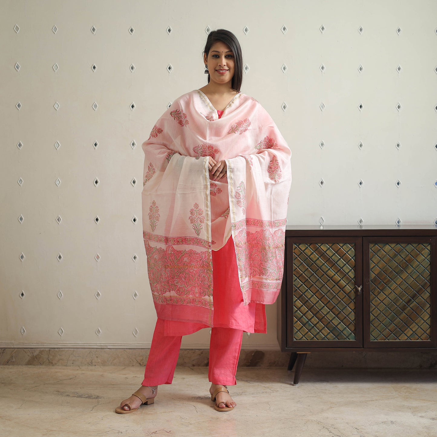 Pink - Bhagalpuri Linen Cotton Plain Kurta Set 06