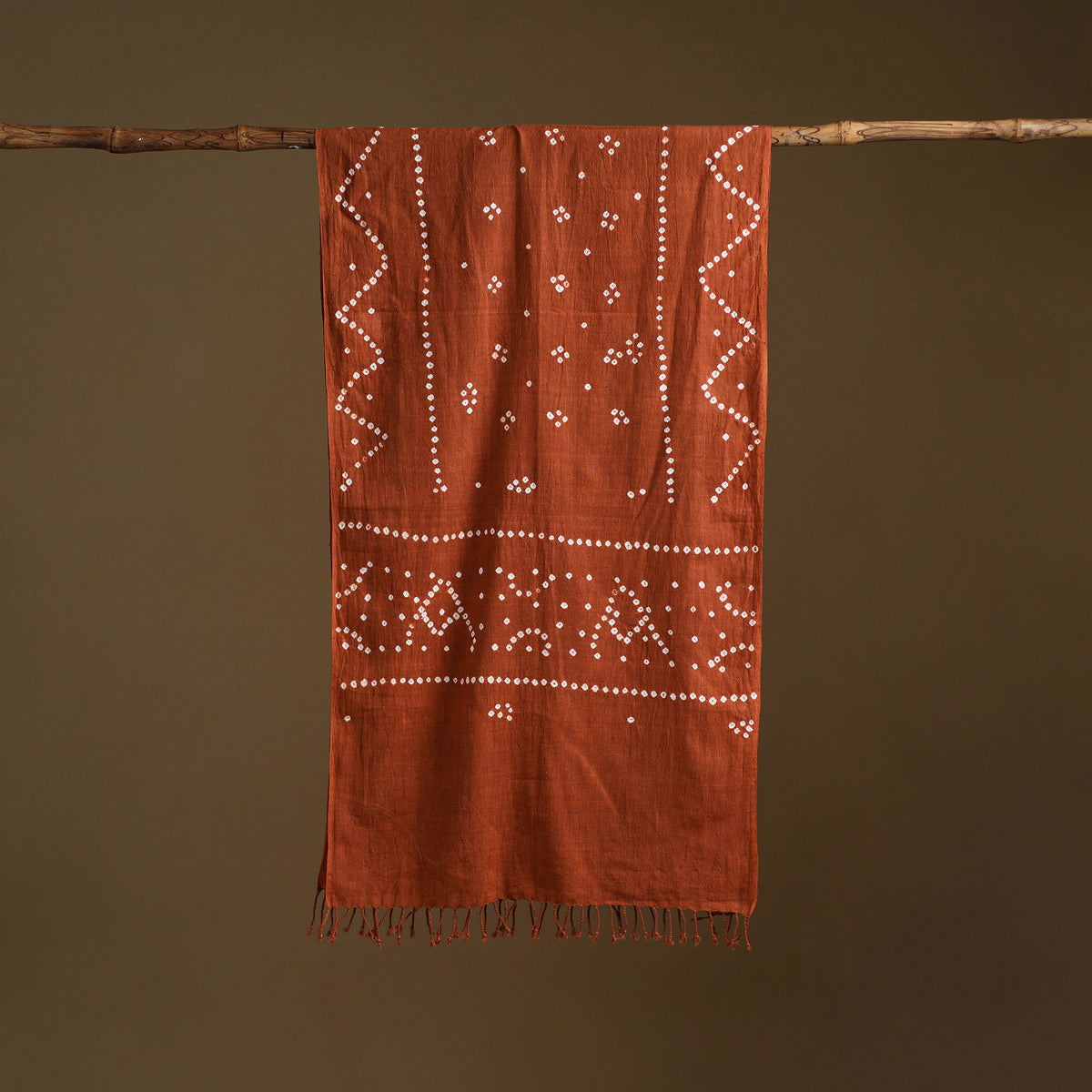 Kutch Handwoven Organic Kala Cotton Bandhani Stole 39