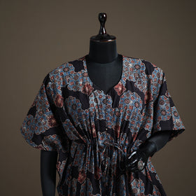 Ajrakh Hand Block Print Natural Dyed Cotton Kaftan (Medium) 73