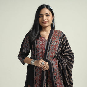 Ajrakh Kurta With Palazzo & Dupatta Set
