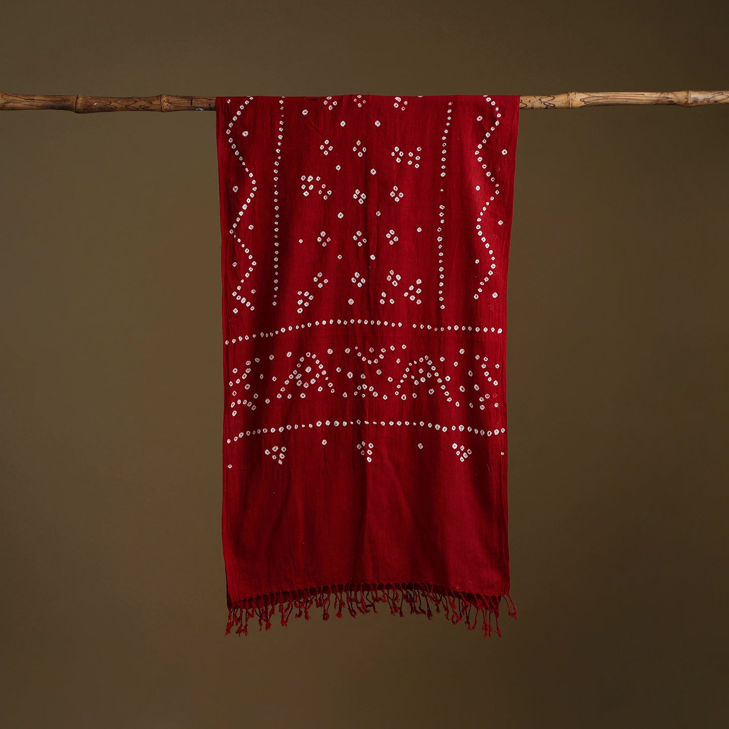 Kutch Handwoven Organic Kala Cotton Bandhani Stole 38