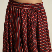 Maroon - Hand Block Printed Cotton Long Ajrakh Skirt 02