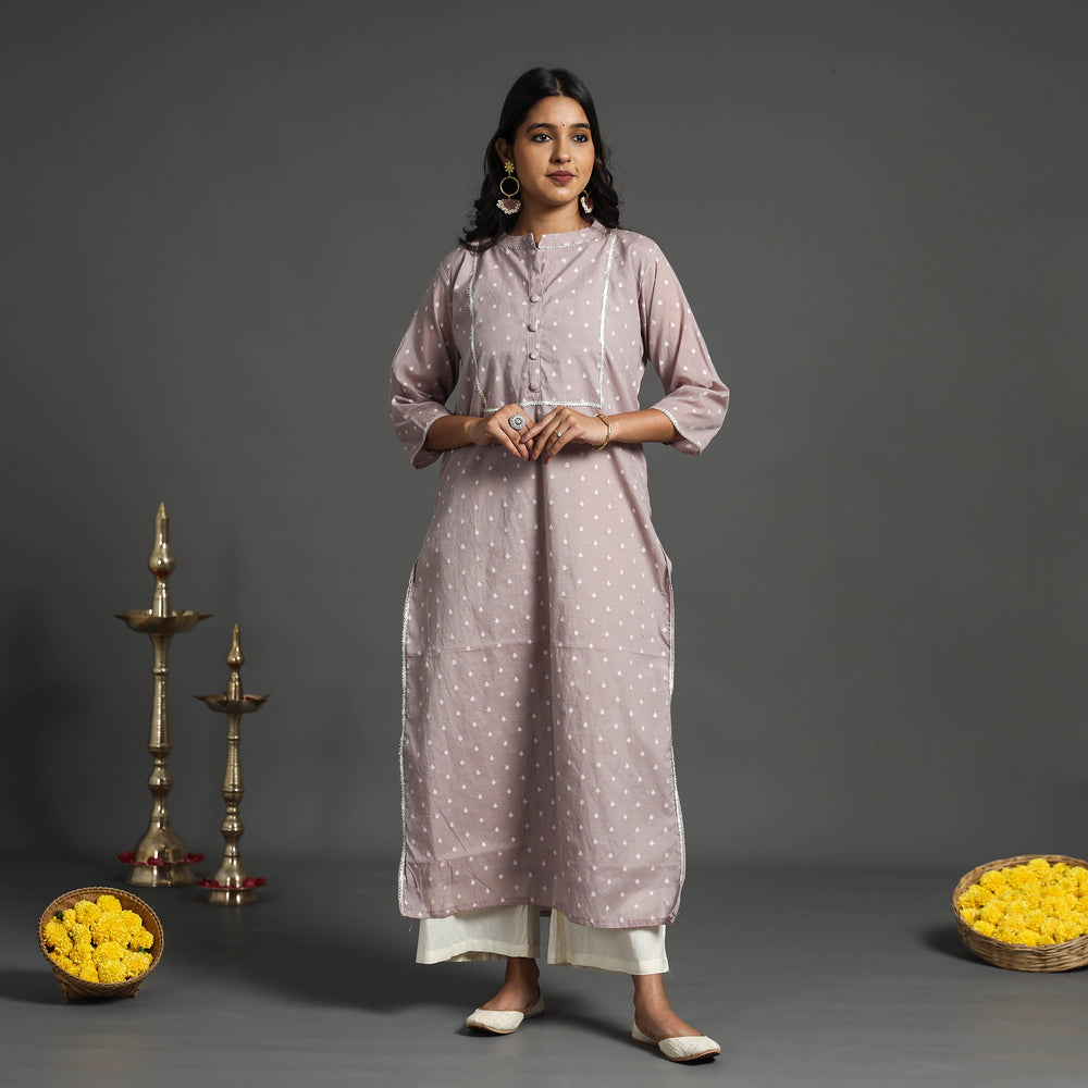 Light Pink - Handwoven Cutwork Cotton Banarasi Kurta 02