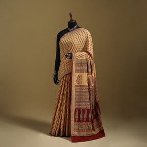 Bagh Hand Block Print Natural Dyed Cotton Saree 06
