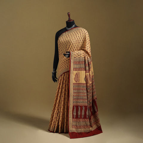 Bagh Hand Block Print Natural Dyed Cotton Saree 06